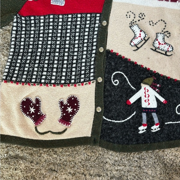 Vintage Novelty Christmas Sweater Holiday Lodge by North Quest Women's size XL - Picture 4 of 5